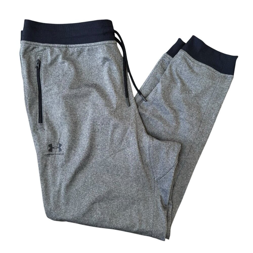Under Armour Joggers Mens XL Sportstyle Tricot Cuffed Sweatpant Gray Drawstring